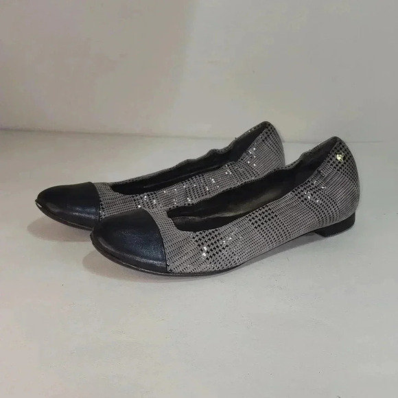 AGL ATTILIO GUISTI LEOMBRUNI 35.5 USED PLAID LEATHER/CAP TOE BALLET FLATS - Picture 3 of 6